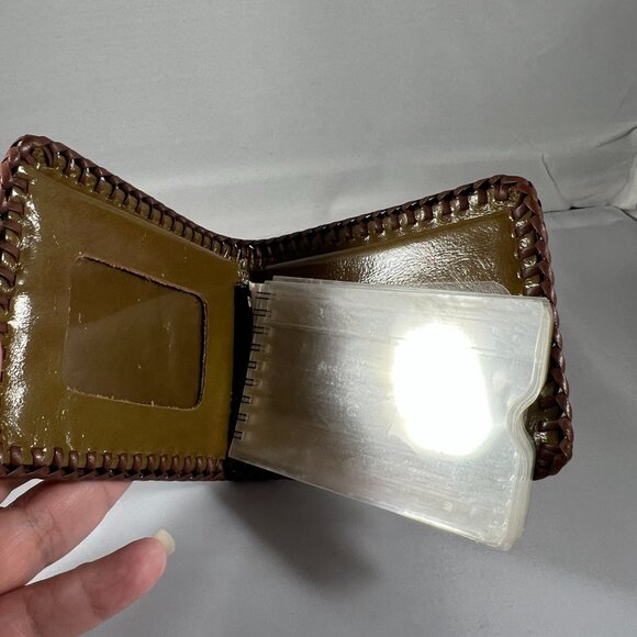 Vintage Brown Leather Wallet W/ Hand Tooled Horse & Barn Design Bifold Style W/ - Picture 3 of 4